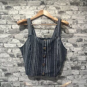 EUC No Boundaries Navy Cropped Tank Top w/ Stripes Size XXXL (21)